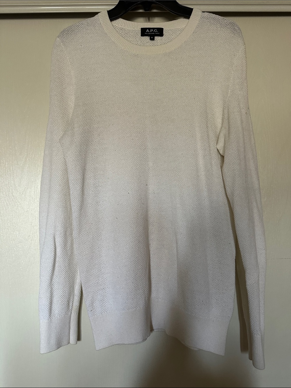A.P.C. Cream Lightweight Crewneck Sweater